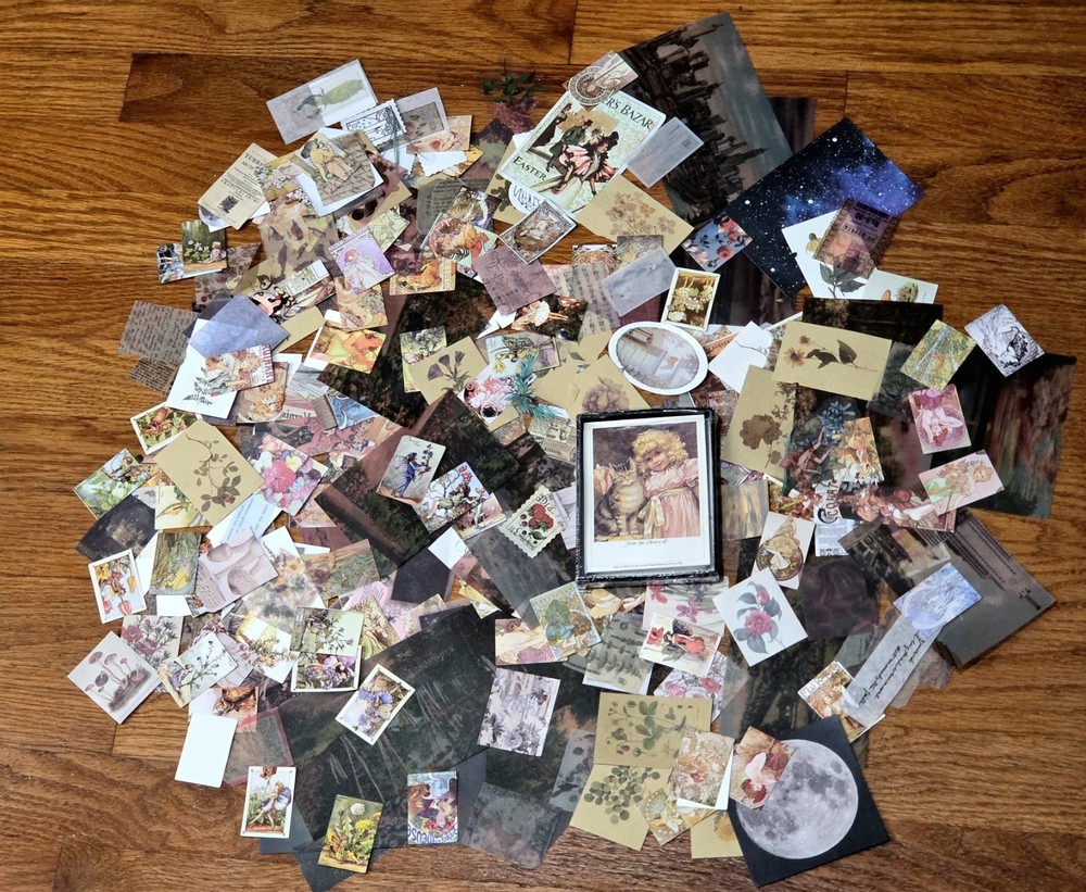 300pc VTG Inspo/Fairytale/Nature Ephemera Lot Small Pcs Junk Journal Scrpbooking