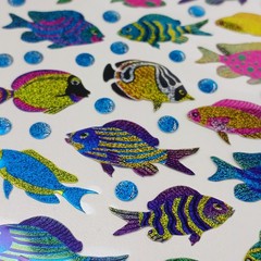 Stickopotamus Binder Stickers MT-44 Glitter Reflective Foil Various Mixed Fish