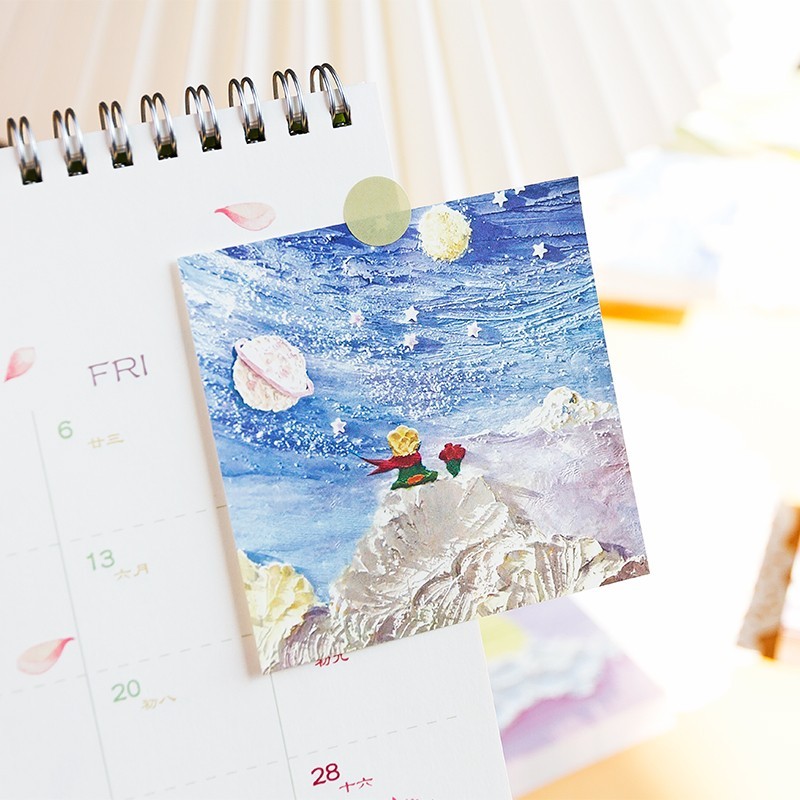 100pcs The Little Prince Sticky Notes, Memo Pads, Starry night, Little fox, Rose