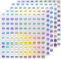 20 Sheets 1 to 500 Consecutive Laser Number Stickers round Self Adhesive Reflect