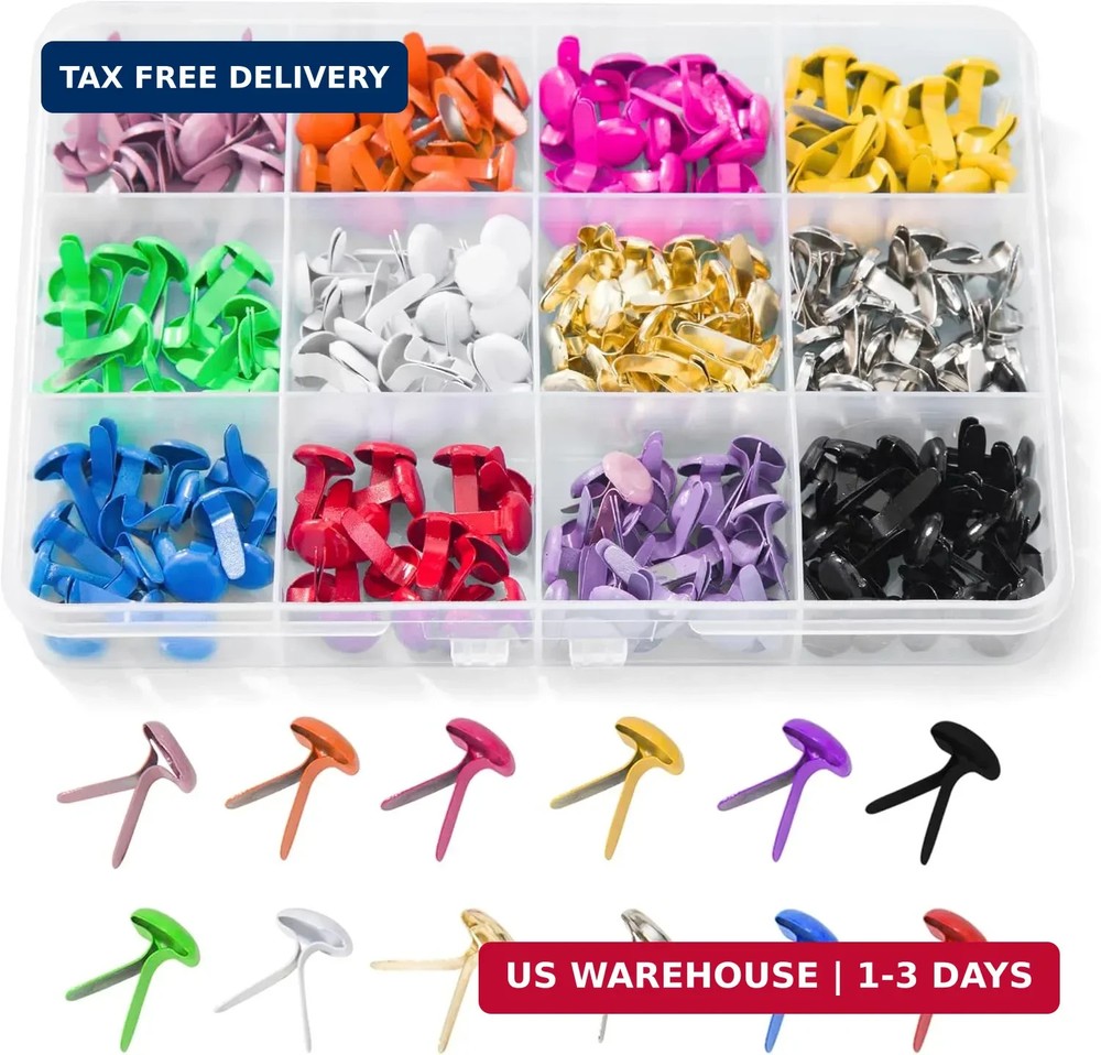 180pcs Brads for Paper Crafts，12 Colors Brads Paper Fasteners Metal Paper Fasten