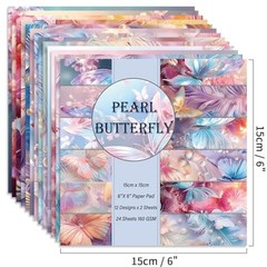 6×6″ 160gsm cardstock Single Sided Scrapbooking 24 24sheets-Pearl Butterfly