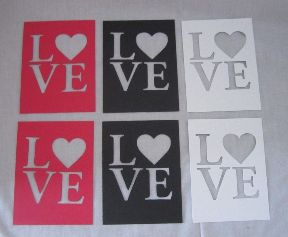 Lot of 6 Die Cut LOVE Card Fronts 2 each Red Black White 4″ X 5.25″ Fits A2 Card