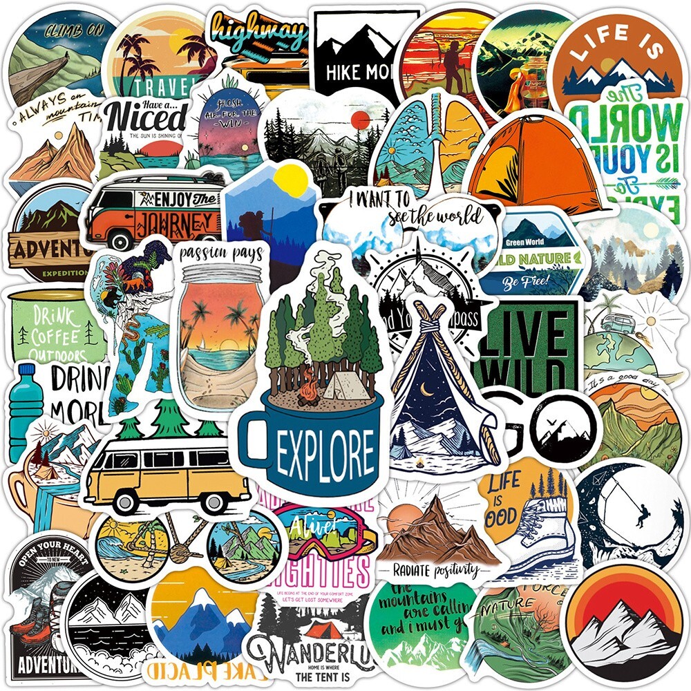 25 Hiking Outdoor Explore Nature Cute Stickers Decals