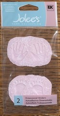 RARE Jolees Mini BABY Girl HAND FOOT PRINTS Ceramic Plaster 3D Scrapbook Sticker