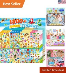 Bulk Animal Sticker Set: 64 Sheets with 1800+ Non-Toxic Fun Stickers for Kids