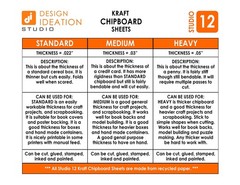 Heavy Weight Chipboard Sheets. STUDIO 12 Brand. (8.5″ x 11″) .050” Thickne