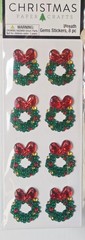 Christmas Paper Crafts WREATH GEMS 8pc Dimensional Stickers, NEW