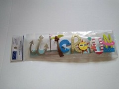 Crafts KF 3D Title Sticker Water Fun Anchor Sailboat Sun Waves Dolphin Shells