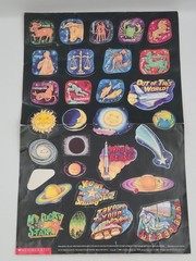Glow In Dark Sticker Zodiac Space Poster Vintage 1988 Scholastic + Bonus Tags