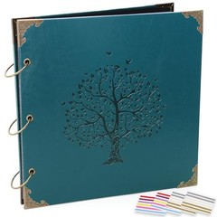 ADVcer 12×12 Photo Album Scrapbook Vintage Leather 3-Ring Binder Jasper Green