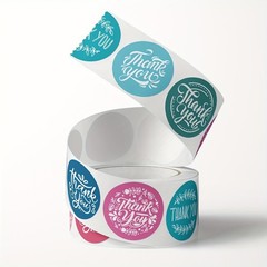 1 Roll 500 Stickers – Floral Thank You Labels for Boxes, Gifts & Envelopes