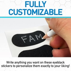 Non-Toxic Eye Black Stickers for Kids and Adults – 24 Pairs with White Pencil