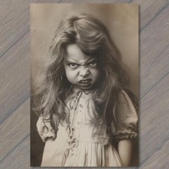 STICKER Young Girl Angry Screaming Face Vintage Vibe Wild Crazy Anxiety Funny