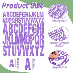 15 Sheets Letter Stickers 780 Pcs Glitter Capital Letters Large Purple
