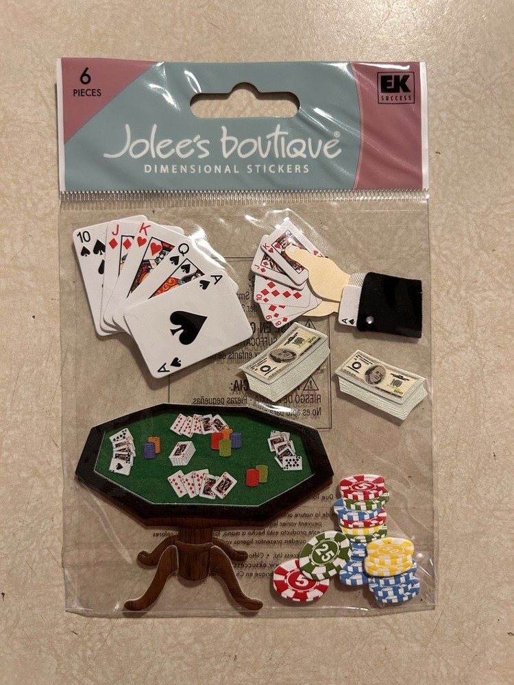 RARE Jolee’s Poker Game Cards Table Chips Money Scrapbooking Stickers