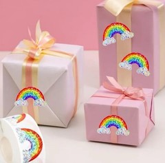 100 Sticker Seals Rainbow 🌈 Metallic Foil Laser Holographic Cloud 1.2”