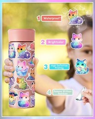 100PCS Cut Cat Stickers for Kids,Kawaii Girls Boys