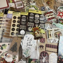 Huge Scrapbooking Lot Mostly Christmas Paper Stickers Transfers Borders Tags +++