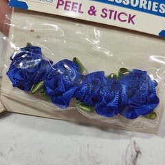 Vintage Peel & Stick Ribbon Roses Lot Of 5 Packs Yellow Blue Orange Crafts
