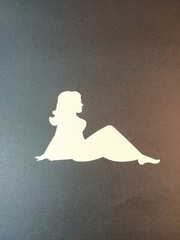 Vintage Stickers MUD FLAP GIRL Glossy Foil Vending Sticker VTG PVI Black 01