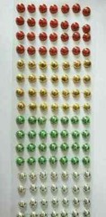 CraftbuddyUS 16 strips 10mm Stick On Round Gems, Colors-Silver, Gold, Red, Green