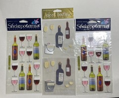 New Stickopotamus Jolee’s Wine Glasses Red White Champagne Bottle Theme Stickers