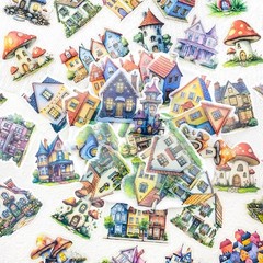 50PCS Fairy Tale Cottage Stickers – Waterproof Clear Stickers of Whimsical Fa…