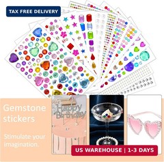 3500pcs Gem Stickers Jewels for Crafts，12 Sheets Rhinestone Stickers for DIY Cra