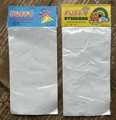2 NOS Vintage Taiwan Cartoon Battle Space Robot Puffy Stickers