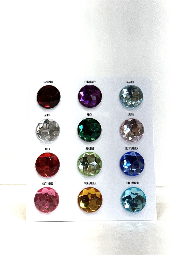 12 GEMSTONE STICKERS BIRTHSTONES SELF ADHESIVE 3D MIULTICOLOR NEW free SHIP
