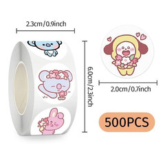 BT21 Stickers 500 Pcs Roll Cute Cartoon Anime DIY Diary Journal Decals Decors