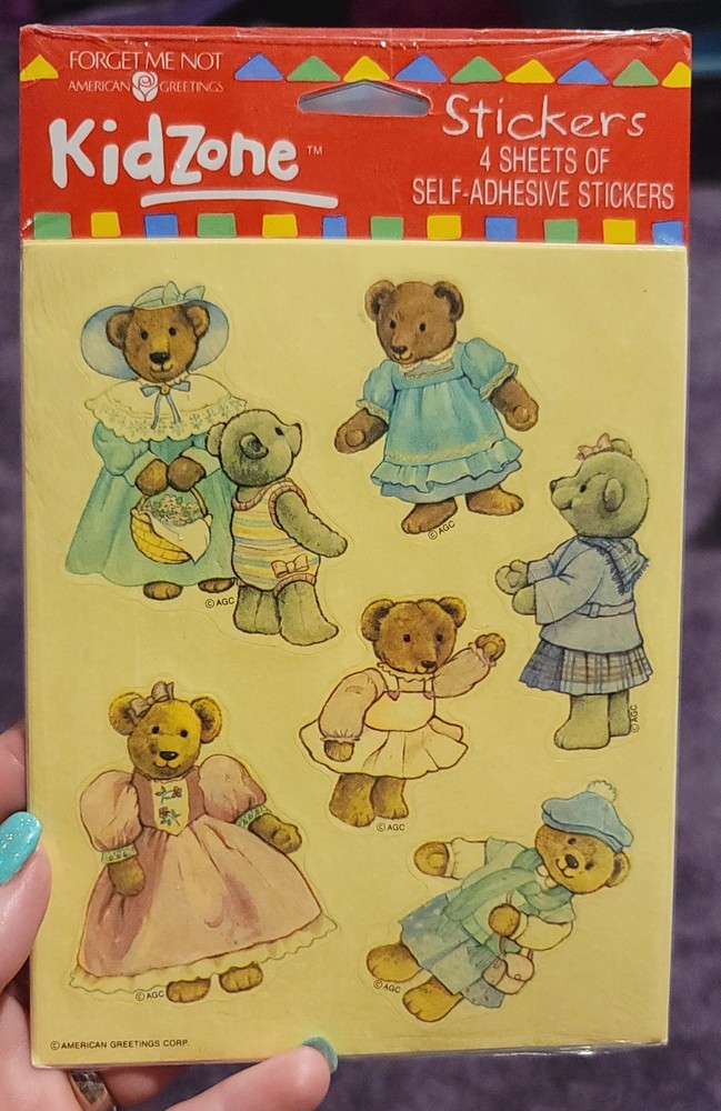 Vintage Forget Me Not American Greetings Teddy Bear Stickers, Still Sealed.