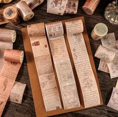 Sheet of Vintage/Retro Letters Tickets Murals Poetry Washi Tape Stickers