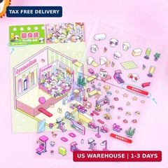 20 Sets 3D Sticker Scene Book 3D House Stickers DIY Sticker Therapy for Stickers