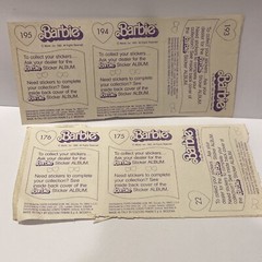 5 Vintage 1983 Barbie Stickers Topps Italy – # 175, 176, 22, 194 & 195 Mattel