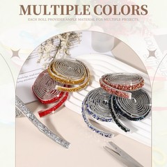 3Rolls Self Adhesive Resin Rhinestone Strips, Diamond Bling for Crafts, Silver
