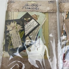 Tim Holtz Idea-ology Layers Remnants 33pc & Ephemera Keepsakes 95pc, Lot of 2