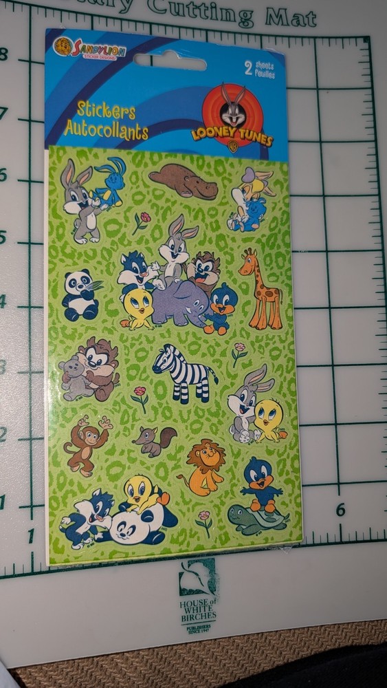 Vintage Sandylion Stickers Looney Tunes Babies Safari Animals New Pack 2 sheets
