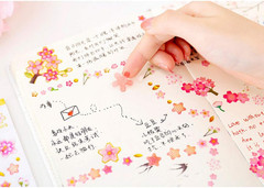Sakura Scrapbooking Stickers,Japanese Style Self-Adhensive DIY Decorative Cherry