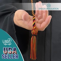 Single Graduation Honor Cord ThreeColor Braided Black/Red/Gold Rope Tassel
