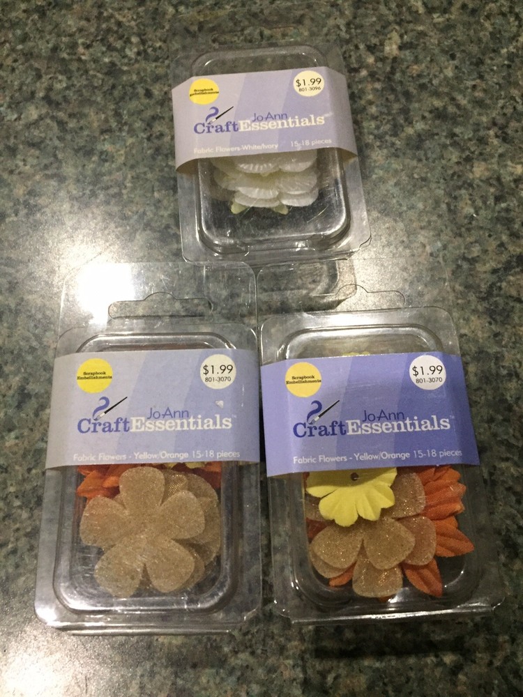 NEW! 3 Packs Of JoAnn Craft Essentials Fabric Flowers