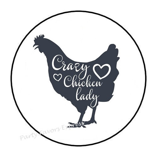 30 CRAZY CHICKEN LADY ENVELOPE SEALS LABELS STICKERS PARTY FAVORS 1.5″ ROUND