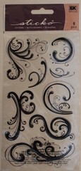 New Sticko scrapbook stickers DAINTY BLACK FLOURISH
