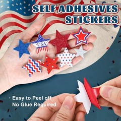 Patriotic Foam Stickers 4th of July American Flag Star Foam Decals Glitter Stars