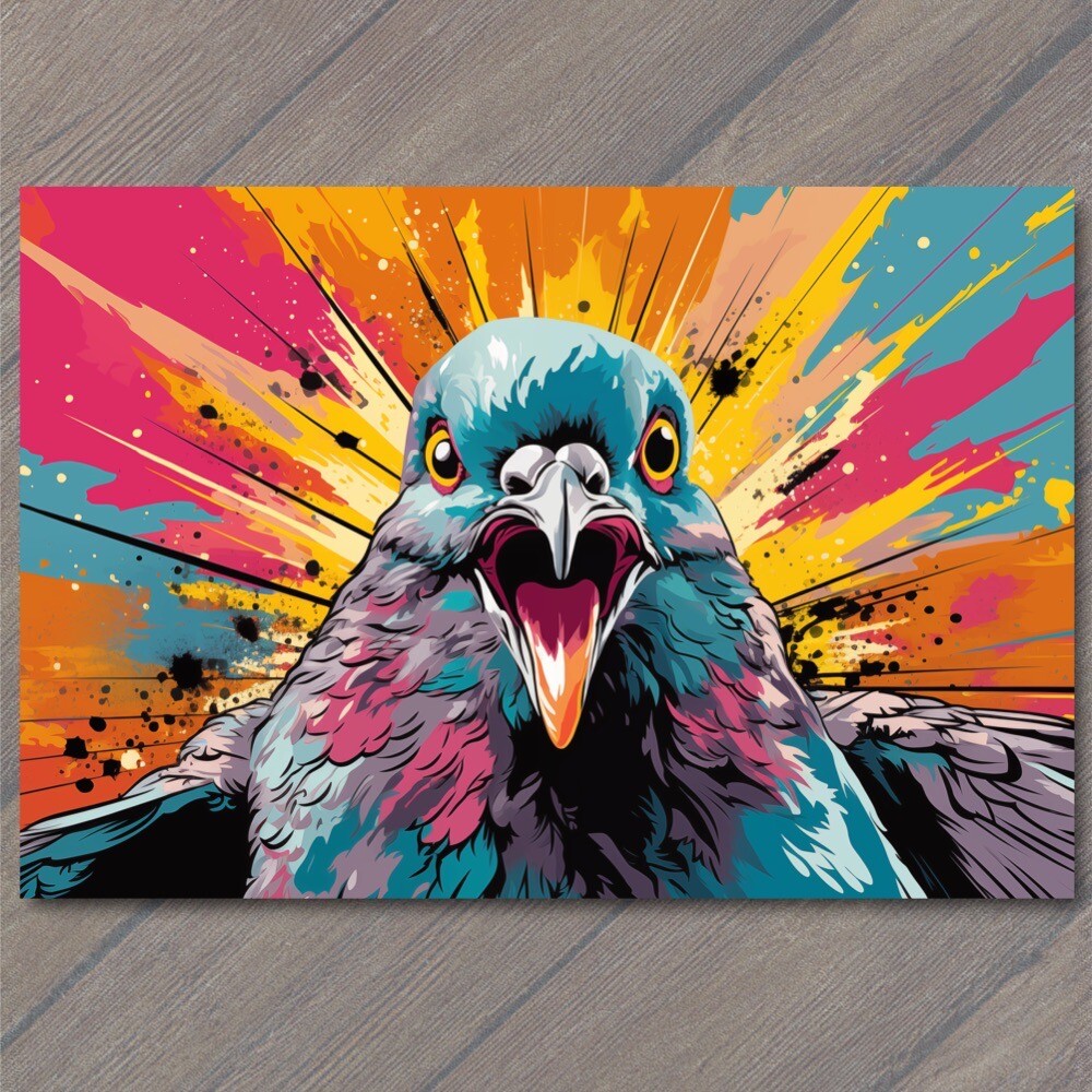 STICKER Pigeon Bird Smile Happy Retro Pop Art Splash Colors Cute Fun Vibrant