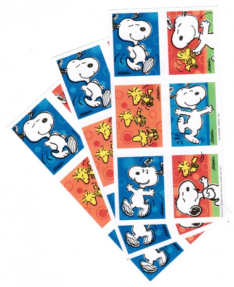 3 Sheets Snoopy & Woodstock Classic Poses Dance Hallmark Scrapbook Stickers!