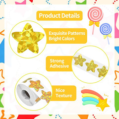 500 Pieces 1.5 Inch Gold Star Stickers Roll – Glitter Foil Star Shape Self Adhes