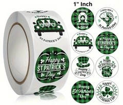 100 St Patrick’s Day ASSORTED 1″ ENVELOPE STICKERS LABELS SEALS Thank You Irish
