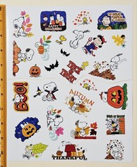 Halloween / Thanksgiving. «Snoopy & Friends» Sticker Sheet Cut In 3 Parts